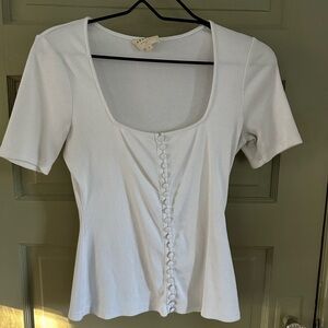 Sezane t-shirt with covered buttons. Size medium.